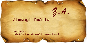 Zimányi Amália névjegykártya